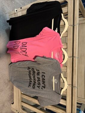 3 XL Maternity Shirts — Pink, Gray & Black